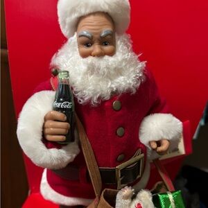 Limited Edition Coca-Cola Santa Claus w/Steiff bear in toy bag NIB